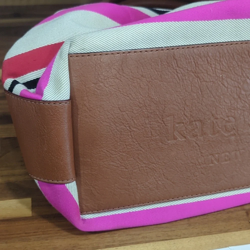 Kate Spade Stevie Oak Island Large Canvas Striped Bag